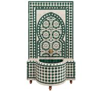 Fuente de mosaico Marrakesch 038 con LoopFlow, verde y blanco, 128 cm | El sistema LoopFlow hace circular el agua en Marrakesch 038. Las ruedas facilitan la colocación de esta fuente de mosaico.