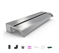 Fuente de piscina con cubierta de cascada, rebosadero de acero inoxidable para piscinas y estanques, 90 cm de ancho, fuente decorativa de agua para piscinas, estanques koi y jardín