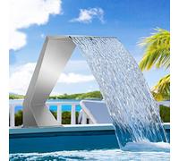 Fuente de Piscina de Acero Inoxidable con Cascada y canaleta de desbordamiento - Elemento acuático para jardín Exterior, Apto para Piscinas y Patios, 60 cm x 30 cm.
