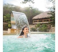 Fuente de piscina de acero inoxidable, función de cascada al aire libre, hoja en cascada para piscina, mejora la estética y la relajación de la piscina, fácil instalación