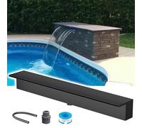 Fuente de Piscina empotrada - Kit de Cascada de Acero Inoxidable de 78" con Accesorios para Uso en Exteriores/Interiores - Desbordamiento Moderno para Estanque montado en la Pared (Negro)