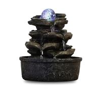 Fuente de poliresina ZenLight Little Rock, marrón oscuro, 20 x 20 x 23 cm