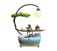 Fuente de sobremesa Fuente de interior Fuente de escritorio de meditación Zen con lámpara de bola de ratán y quemador de incienso Fuentes de cascada de relajación Fuente de mesa for decoración de ofic