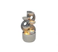 Fuente Decorativa con 3 LED Cálidas - Fuente de Agua Compacta de Imitación Piedra para Jardín, Interior y Exterior Cubierto - 49cm