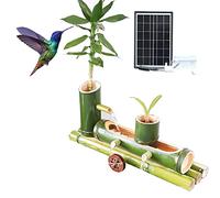 Fuente Decorativa de bambú, Fuente de bambú con energía Solar baño for pájaros for decoración jardín