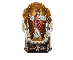 Fuente del Sagrado Corazon de Jesus con angelitos de Resina Pintado a Mano de 60 cm