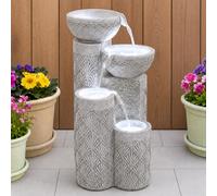 Fuente Exterior Cascada LED Blanca Seashell, Solar y Red, Resina, CE
