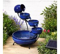 Fuente Exterior Solar Smart Garden Neptuno Cascada de Cerámica Azul