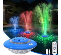 Fuente flotante para piscina con espectáculo de luces, 9 modos de luz para piscina y 3 modos de fuente con mando a distancia para piscina enterrada y elevada, fuentes de piscina recargables mejoradas