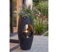 Fuente grande de jardín de 91 cm, para interior y exterior, de poliresina, moderna con iluminación LED, para terraza, jardín, balcón