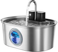 Fuente inalámbrica para Gatos de Acero Inoxidable: Fuente de Agua alimentada por batería para Interiores, dispensador automático de Agua con Sensor de Movimiento, Bomba Ultra silenciosa, filtración