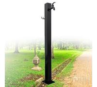 Fuente independiente de acero inoxidable para exteriores con gancho para manguera, grifo de suelo resistente a las heladas y base cuadrada, ideal para jardines, patios y patios.
