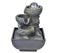 Fuente Interior Cascada, Fuente en Cascada, Fuente Interior con Iluminación, Fuente de Mesa, Elegante Fuente Fabricada en Resina Sintética para Decoración de (Enchufe Europeo