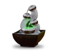 Fuente Kara - Fuente de Interior Cascade Jarre - Decoración para el hogar Zen Relax - Idea de Regalo - Fuente de Mesa LED - Circuito Cerrado - Negro y Gris - Altura 18 cm - Zen'Light