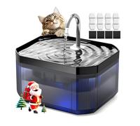 Fuente para Gatos, 2,4L Bebedero Gatos, Súper Silenciosa, Fácil de Limpiar, Fuente de Agua para Perros con Filtración de 5 Etapas y LED, Dos Patrones de Flujo de Agua