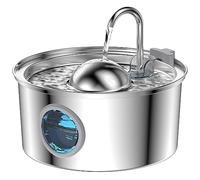 Fuente para Gatos Acero Inoxidable - 3.2L Bebedero con Ventana Transparente y Diseño Hemisférico - Bomba Silenciosa - Multi-Filtración Que Proporciona Agua Corriente