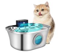 Fuente Para Gatos Acero Inoxidable, 3.2L Fuente Gatos Sin Cable, Bebedero Gatos Automatico Con Sensor, Multi-filtración Que, Súper Silencioso Proporciona Agua Corriente (Forma de Barco Plateado, 3.2L)