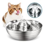 Fuente para Gatos, Diealles Shine Bebedero Gatos Muy Silenciosa 2 L, Fuente Gatos Acero Inoxidable con Bomba y Filtros