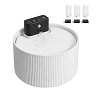 Fuente para gatos inalámbrica de cerámica, 2,2 L, detector de movimiento, 3 juegos de filtros, adaptador europeo, recargable 4000 mAh, filtración múltiple, supersilenciosa (gato/perro)