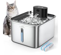 Fuente para Gatos sin Cable, 3.5L Bebedero Gatos con Sensor de Movimiento, Fuente para Acero Inoxidable con Bateria 5000mAh Recargable, con Tecnología Exclusiva sin Bomba, 2 Filtros