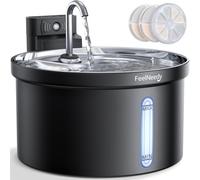 Fuente para Gatos sin Cable con Sensor de Movimiento 3,5L FEELNEEDY Fuente de Agua, Bebedero Gatos Inalámbrico a Pilas 4000mAh Recargable, SeparacióN de Agua y Electricidad-Bandeja de Acero, Negra