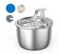 Fuente para Gatos y Perros, 2L Mascota Dispensador de Agua- Sensor de Infrarrojos Inteligente Acero Inoxidable Silenciosa Automático 3 Tipos de Flujo Bebedero, Filtros, Boya de Nivel de Agua,1.9M USB