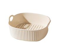 Fuente para horno de cerámica, cazuela para freidora de aire caliente, cazuelas cuadradas, molde redondo esmaltado multicolor, moldes con asas para freidora para lasaña, patatas fritas, sopa (blanco