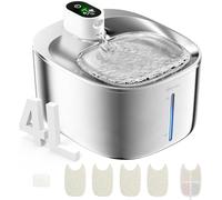 Fuente para mininos Acero Inoxidable, Bebedero mininos, 4L Fuente Agua mininos con Sensor Automático, Bebedero mininos Ultra Silenciosa con Batería de 4000 mAh, FS10pro (Blanco, 1 Filter)