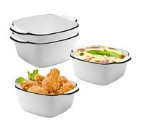 Fuente pequeña de cerámica 4 unidades, para lasaña blanca, 14,2 x 11 x 5,4 cm, mini cazuelas para freidora de aire caliente, microondas, hornos, frigoríficos (patrón de diamantes)