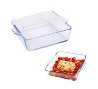 Fuente pequeña de cristal, 15,2 x 13,2 x 4,2 cm, Cacerola cuadrada de vidrio, Cacerola de vidrio, Fuente cuadrada para horno, adecuado para hornos microondas, hornos y refrigeradores.