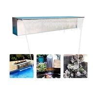 Fuente Rectangular de Acero Inoxidable 304 con Cascada y Cascada para Piscina - 40 cm. Elemento acuático para jardín, Estanque, SPA y decoración Exterior. Realza tu Oasis en el Patio Trasero