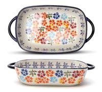 Fuente rectangular de cerámica, resistente a los arañazos y a los cortes, moldes de cerámica con asas, sartenes para lasaña, 730 ml, 23,5 x 13 x 5 cm, para lasaña, tiramisú, cazuela