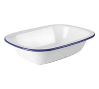 Fuente rectangular esmaltada de 22 cm, ideal para servir alimentos y decoración de mesa.
