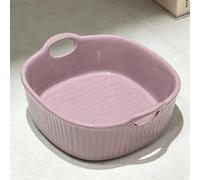 Fuente redonda de cerámica para freidora de aire caliente, 18 x 17 x 6 cm, molde redondo para lasaña para lasaña, patatas fritas, cazuelas y sopas, color lila