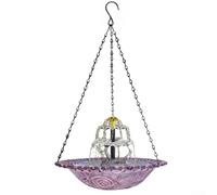 Fuente solar al aire libre para baño de pájaros, cuenco de agua independiente con bomba automática, plástico y metal, 23,5 x 45 cm (morado)