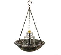 Fuente solar al aire libre para baño de pájaros, cuenco de agua independiente con bomba automática, plástico y metal, 23,5 x 45 cm (gris)