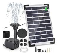 Fuente solar Ankishi de 8W para exteriores con batería de 3600mAh - Bomba solar para estanque con 6 boquillas para estanques de jardín, bebederos para pájaros y cascadas - Bomba de agua solar