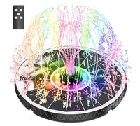 Fuente Solar con Mando a Distancia, SZMP 2026 6W LED Fuente, 4000mAh Baterías Bomba de Agua Solar con 7 Boquillas & 4 Fijadores Estanque de Jardín, Baño de Pájaros