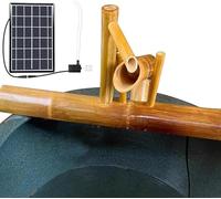 Fuente Solar de bambú con Bomba: Fuente de Agua Feng Shui para decoración de jardín, Oasis en el Patio Trasero, Sistema de circulación de Agua ecológico de 50 cm