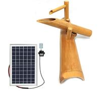 Fuente solar de bambú de 19.68 pulgadas con bomba - Característica de agua de jardín Zen, kit de fuente de agua Feng Shui de bricolaje, bambú natural ecológico, diseño resistente a roturas de un color
