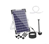 Fuente solar, panel de 5 W 9 V con 9 boquillas, bomba de flujo de 190 l/h, operación automática de luz solar, construcción de vidrio y aleación, para jardín de estanques de baño de pájaros