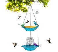 Fuente solar para baño de pájaros, cuenca cascada resistente a las inclemencias del tiempo con bandeja de comida - Fuente de aves solares | Para jardín, piscina, terraza, balcón, patio y exterior