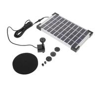Fuente Solar para Jardín Exterior, Bomba 12v 5.0w ABS Negra | Ligera y Fácil de Instalar, para Estanque Pequeño, Cable de 190cm, Caudal 500 L/h, Uso Decorativo