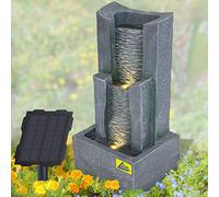 Fuente Solar para jardín, Fuente Solar, Stein-Kaskade de 3 Niveles con luz LED, Fuente Decorativa, Cascada, Fuente de Agua, Gris Claro, luz de jardín, Bomba de Estanque para terraza, balcón