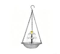 Fuente solar para pájaros colgante con triple cadena, marco de metal estable, fuente de agua alimentada por el sol para jardín, patio, atrae pájaros, varios colores (gris)