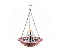 Fuente solar para pájaros colgante con triple cadena, marco de metal estable, fuente de agua alimentada por el sol para jardín, patio, atrae pájaros, varios colores (morado)