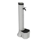 Fuente y cubo de exterior de tórtola con 5 litros de capacidad, recogedor de hojas de aluminio doble conexión de agua en el lateral y en el fondo fabricado en polietileno de alta resistencia grifo de 