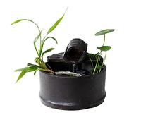 Fuentes de Agua de Interior Fuente de Cascada de cerámica Fuente de Escritorio de Agua circulante automática TELEVISOR Decoración del gabinete decoración del Escritorio Fuente de Mesa (Color : Black