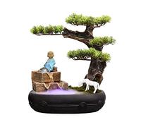 Fuentes de Cascada Fuente de Agua Interior Resina, Fuente Mesa con estatuto Buda árbol Artificial Chino Bola rodante, Zen for decoración Escritorio Dormitorio Oficina en casa