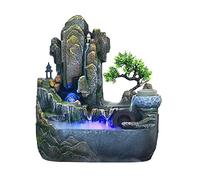 Fuentes de Cascada Fuente de Agua Mesa con Cascada Roca y Arroyo rocalla, meditación Zen, Interior Bomba automática for decoración Escritorio en el hogar, Oficina, Dormitorio(Grande)